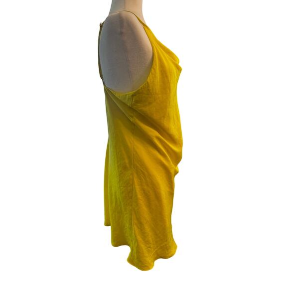 DANCE & MARVEL Lemon Yellow Slip Dress with Slight Cowl Neck in Sz Med - Picture 2 of 6